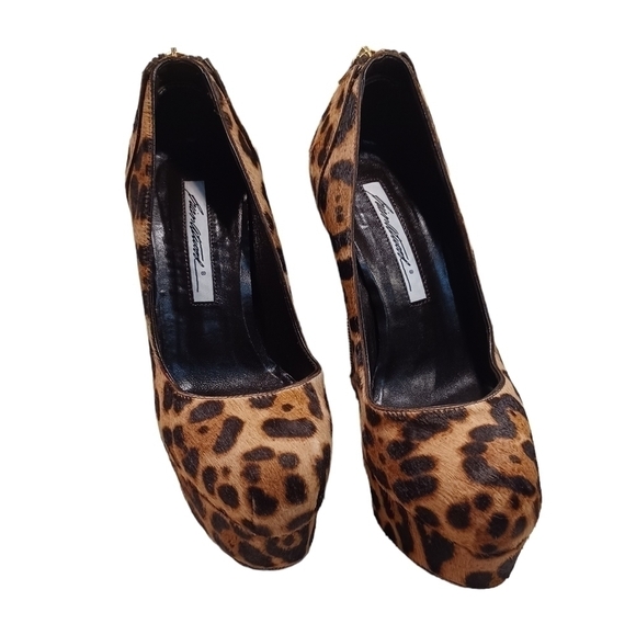 BRIAN Atwood calf hair leopard print platform pumps heels shoes - Picture 5 of 8